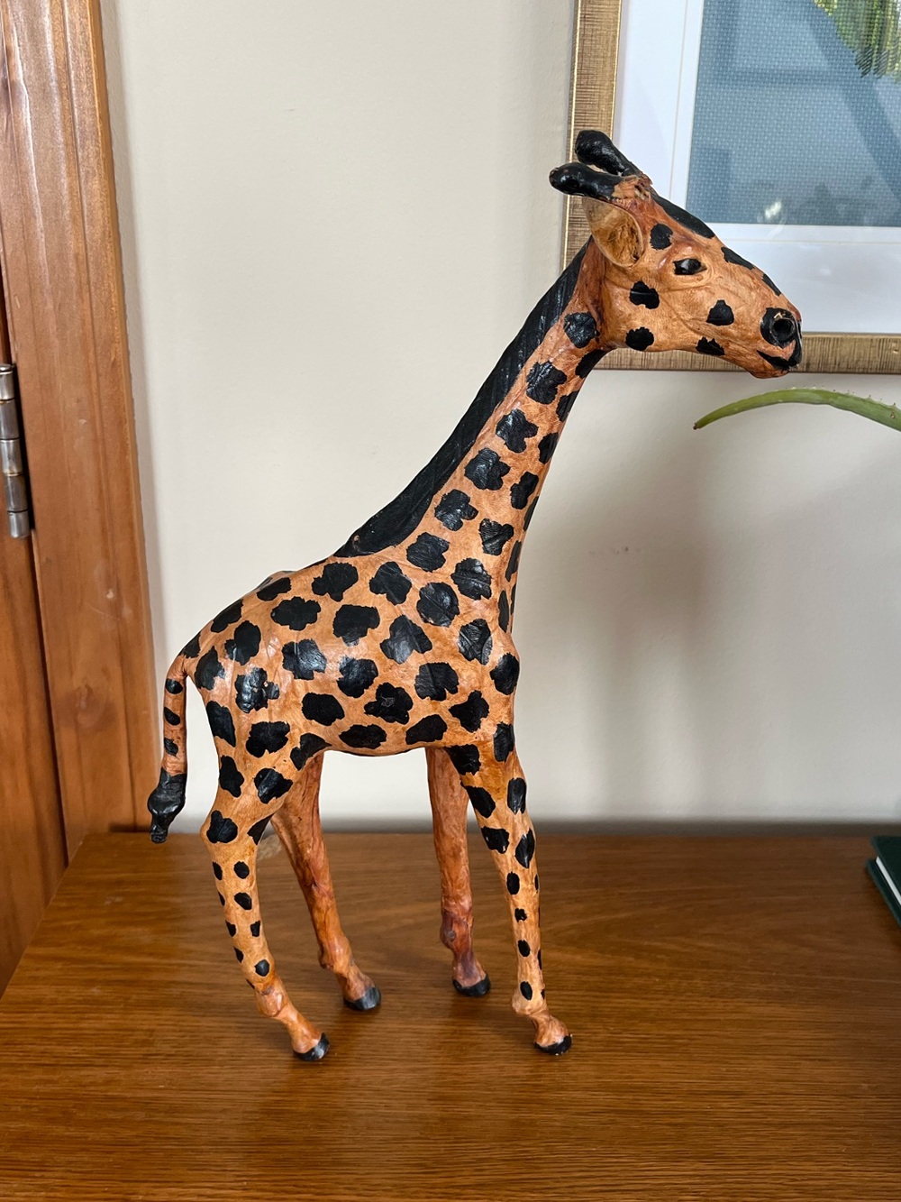 Vintage Leather-Wrapped Giraffe Statue